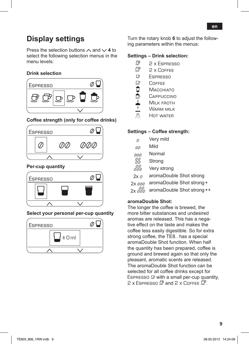 Но р т, Display settings | Siemens TE803209RW User Manual | Page 13 / 160