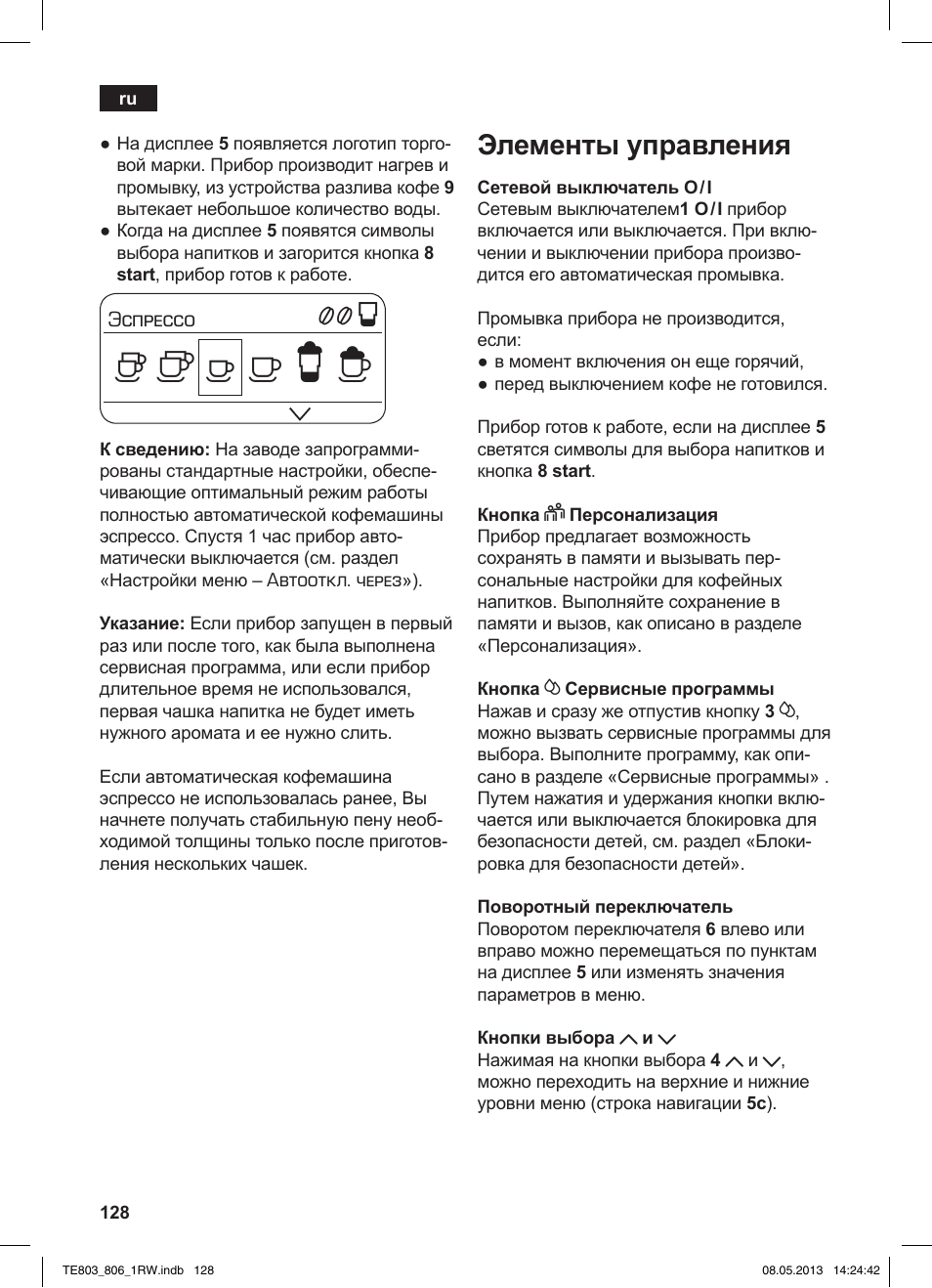 Элементы управления | Siemens TE803209RW User Manual | Page 132 / 160