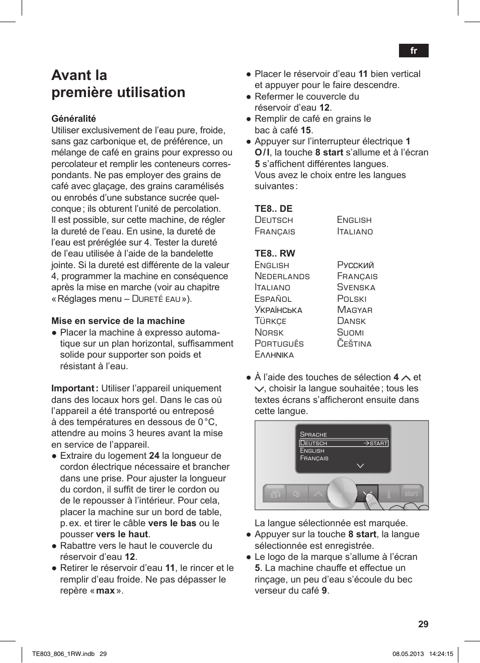 Avant la première utilisation | Siemens TE803209RW User Manual | Page 33 / 160