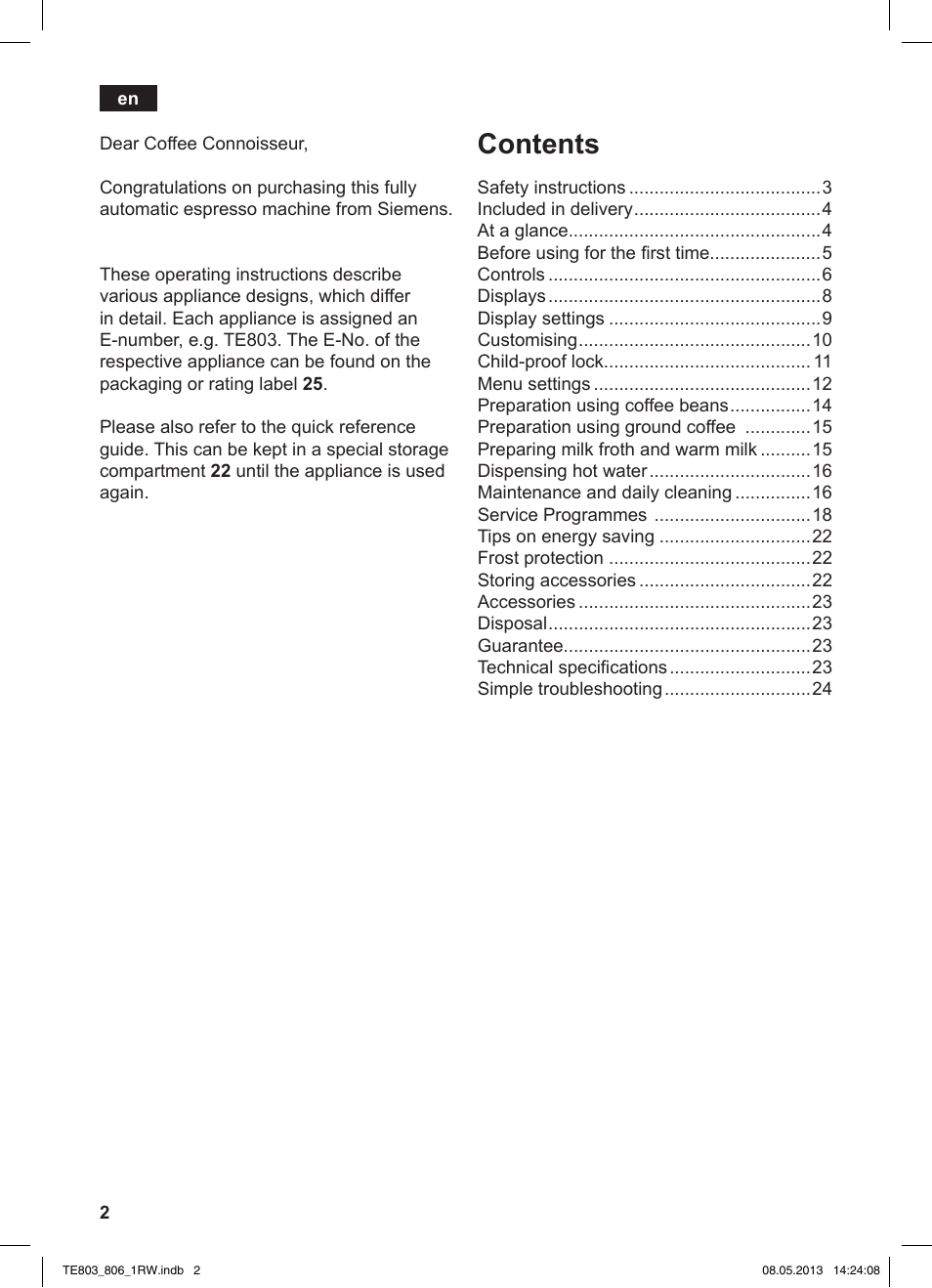 Siemens TE803209RW User Manual | Page 6 / 160
