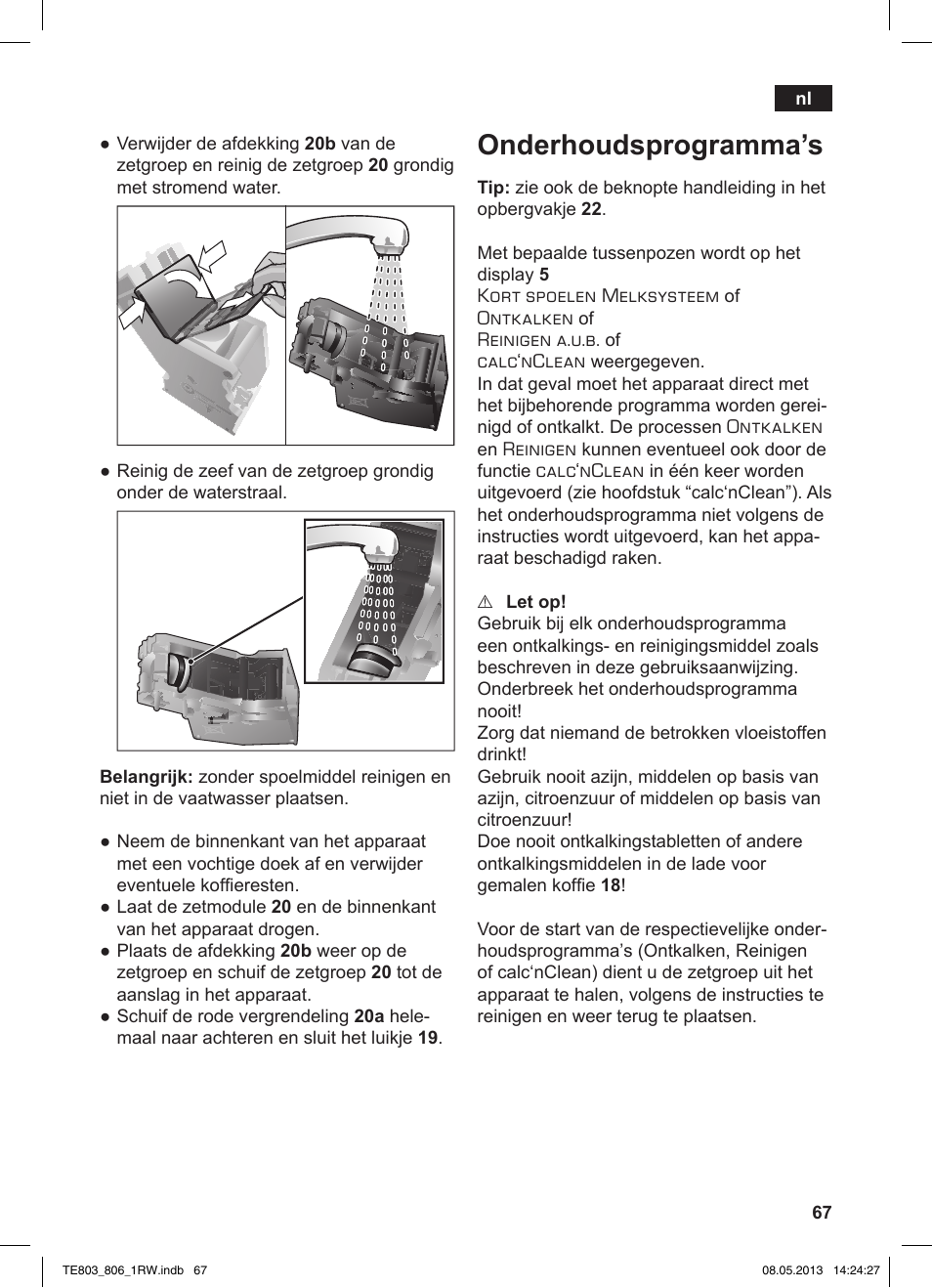 Onderhoudsprogramma’s | Siemens TE803209RW User Manual | Page 71 / 160