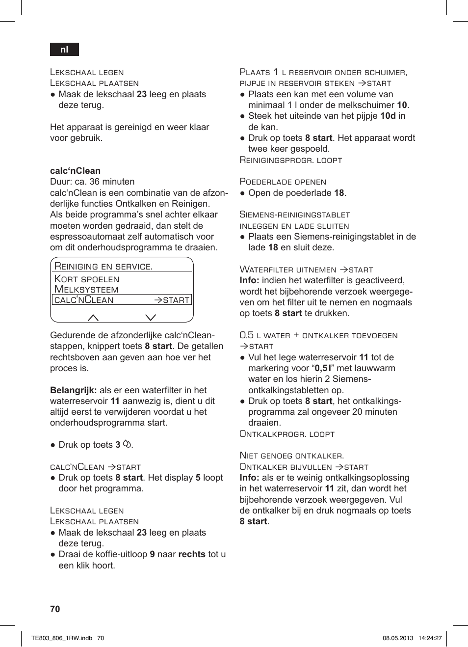 Start | Siemens TE803209RW User Manual | Page 74 / 160