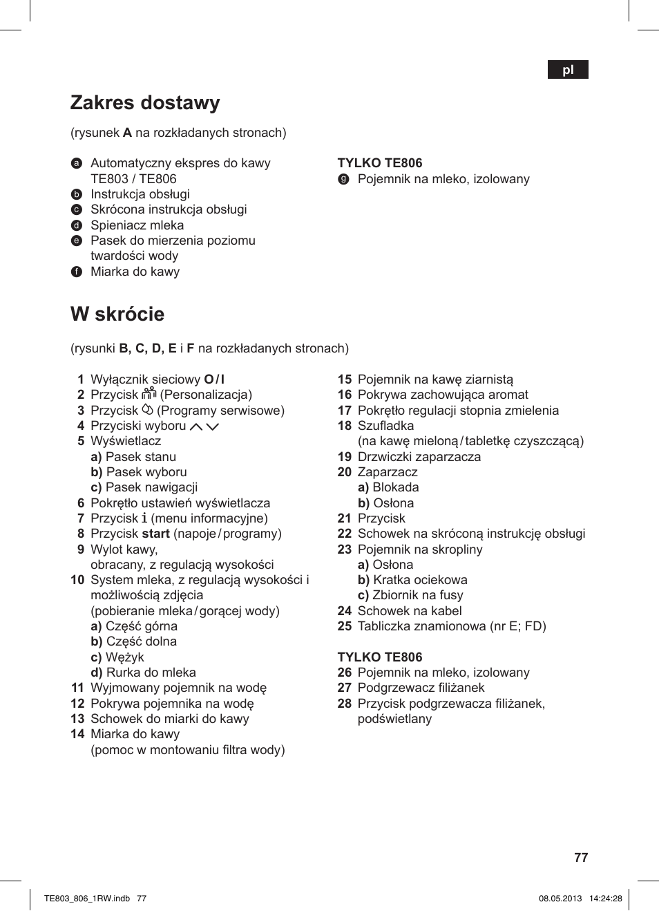 W skrócie, Zakres dostawy | Siemens TE803209RW User Manual | Page 81 / 160