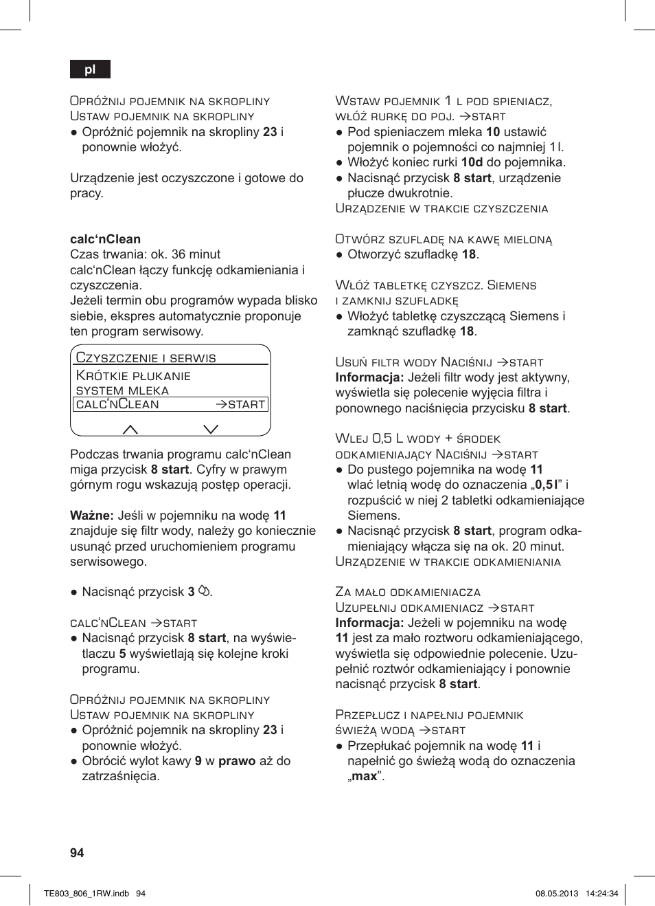 Start | Siemens TE803209RW User Manual | Page 98 / 160