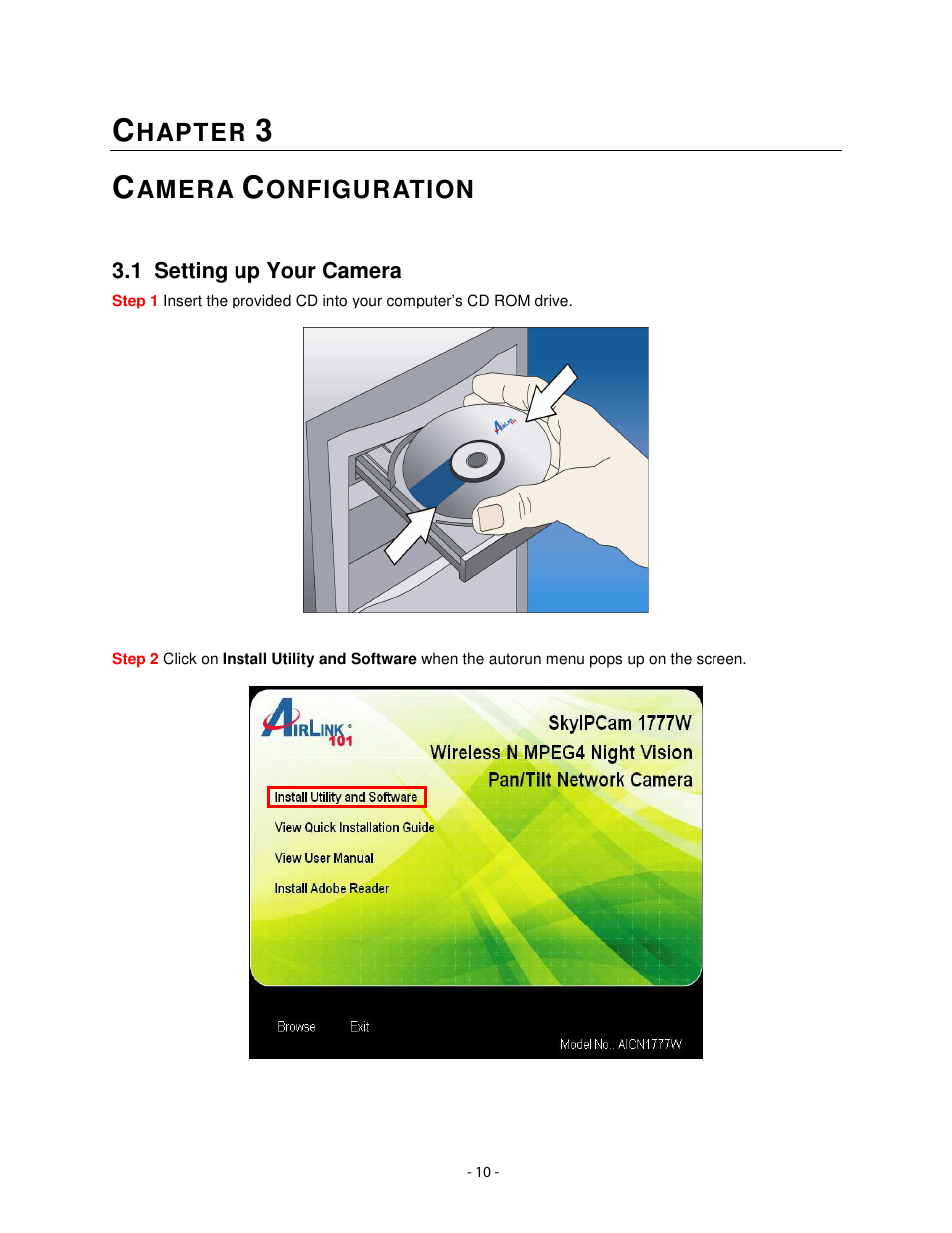 Hapter, Amera, Onfiguration | Airlink101 AICN1777W User Manual | Page 11 / 82