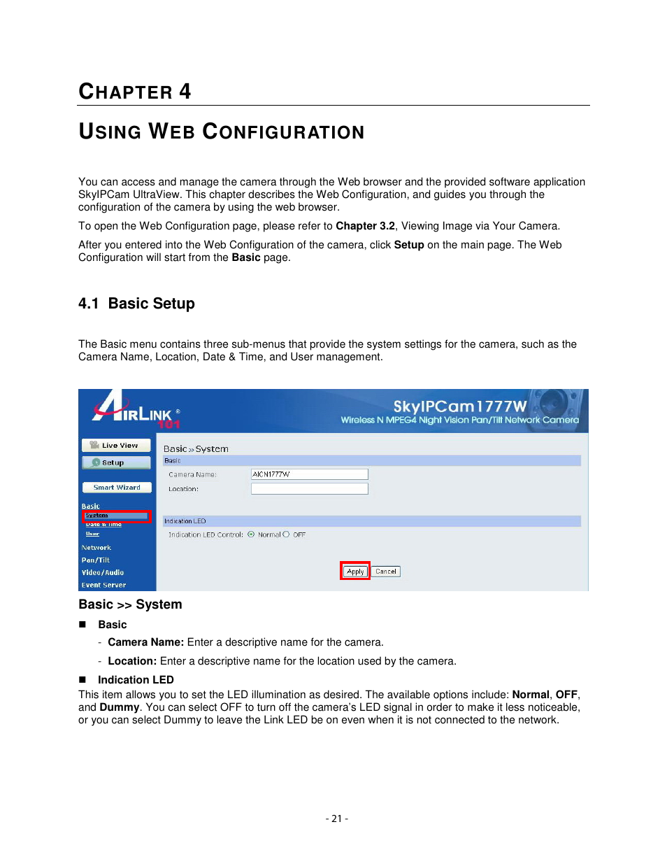 Hapter, Sing, Onfiguration | Airlink101 AICN1777W User Manual | Page 22 / 82