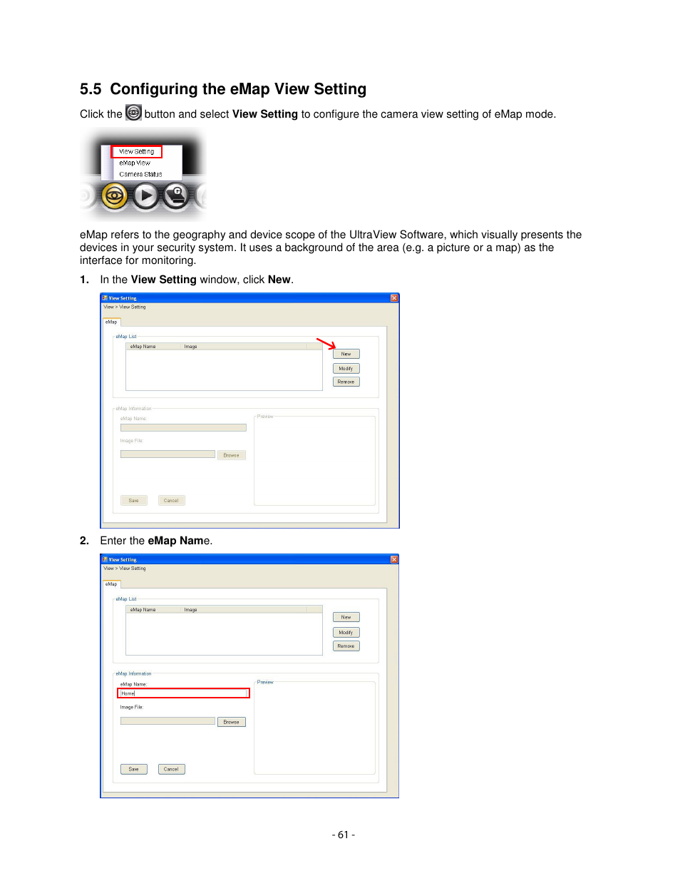 5 configuring the emap view setting | Airlink101 AICN1777W User Manual | Page 62 / 82