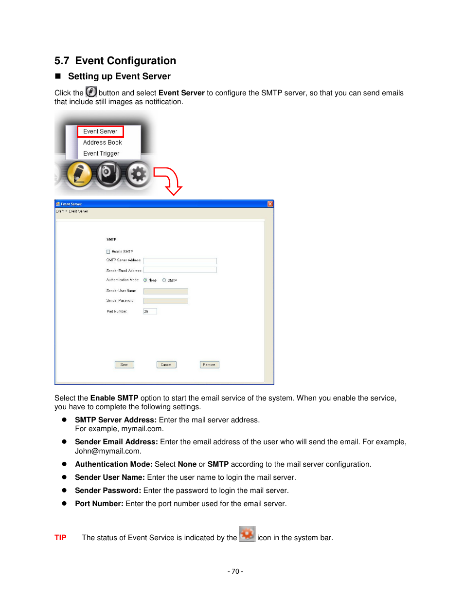 7 event configuration | Airlink101 AICN1777W User Manual | Page 71 / 82