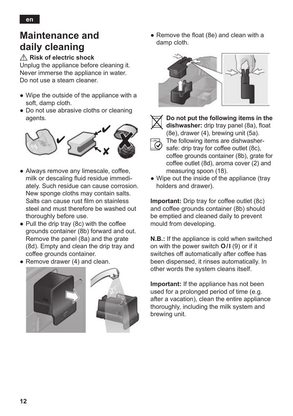 Maintenance and daily cleaning | Siemens TE502206RW User Manual | Page 16 / 138