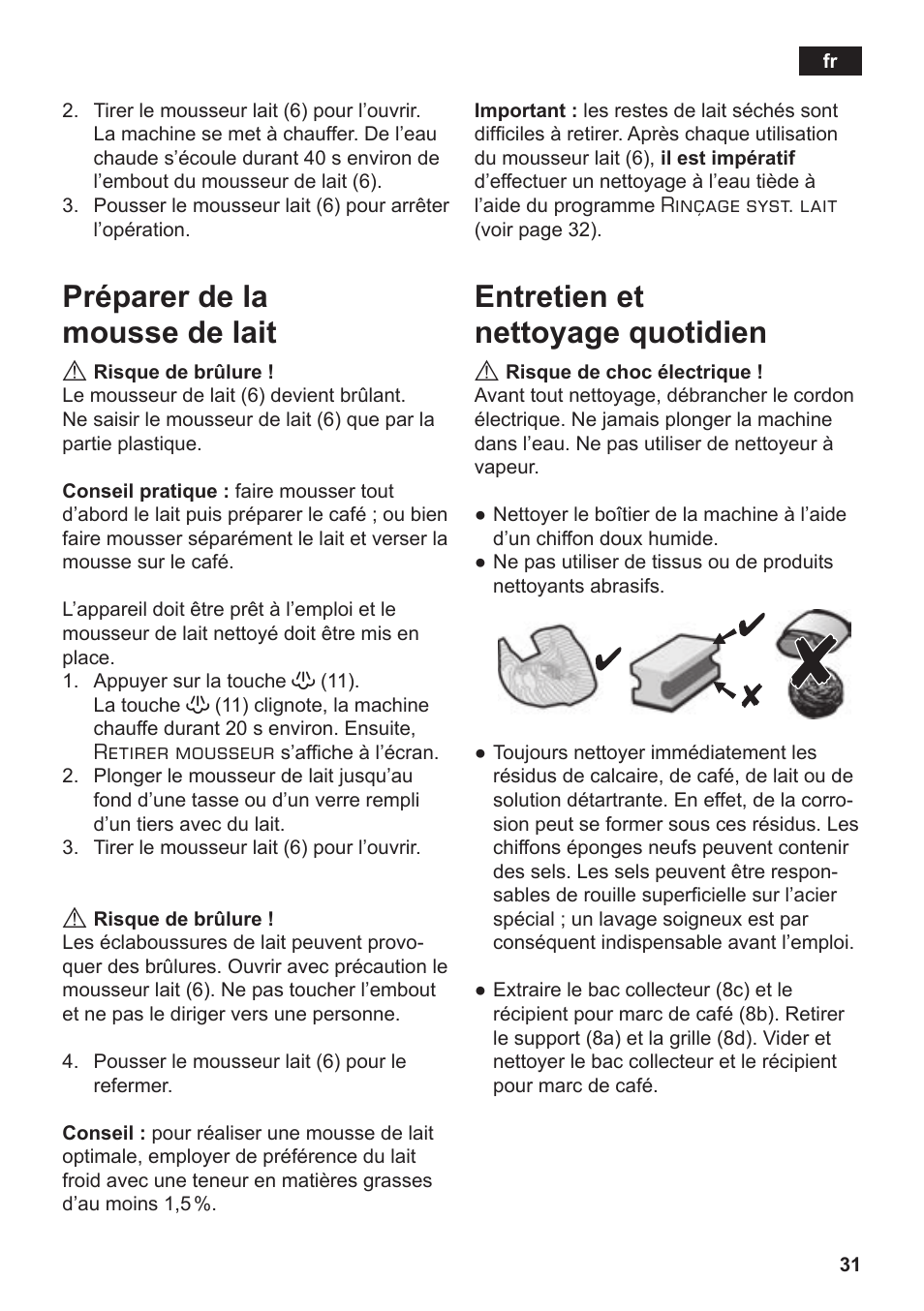 Préparer de la mousse de lait, Entretien et nettoyage quotidien | Siemens TE502206RW User Manual | Page 35 / 138