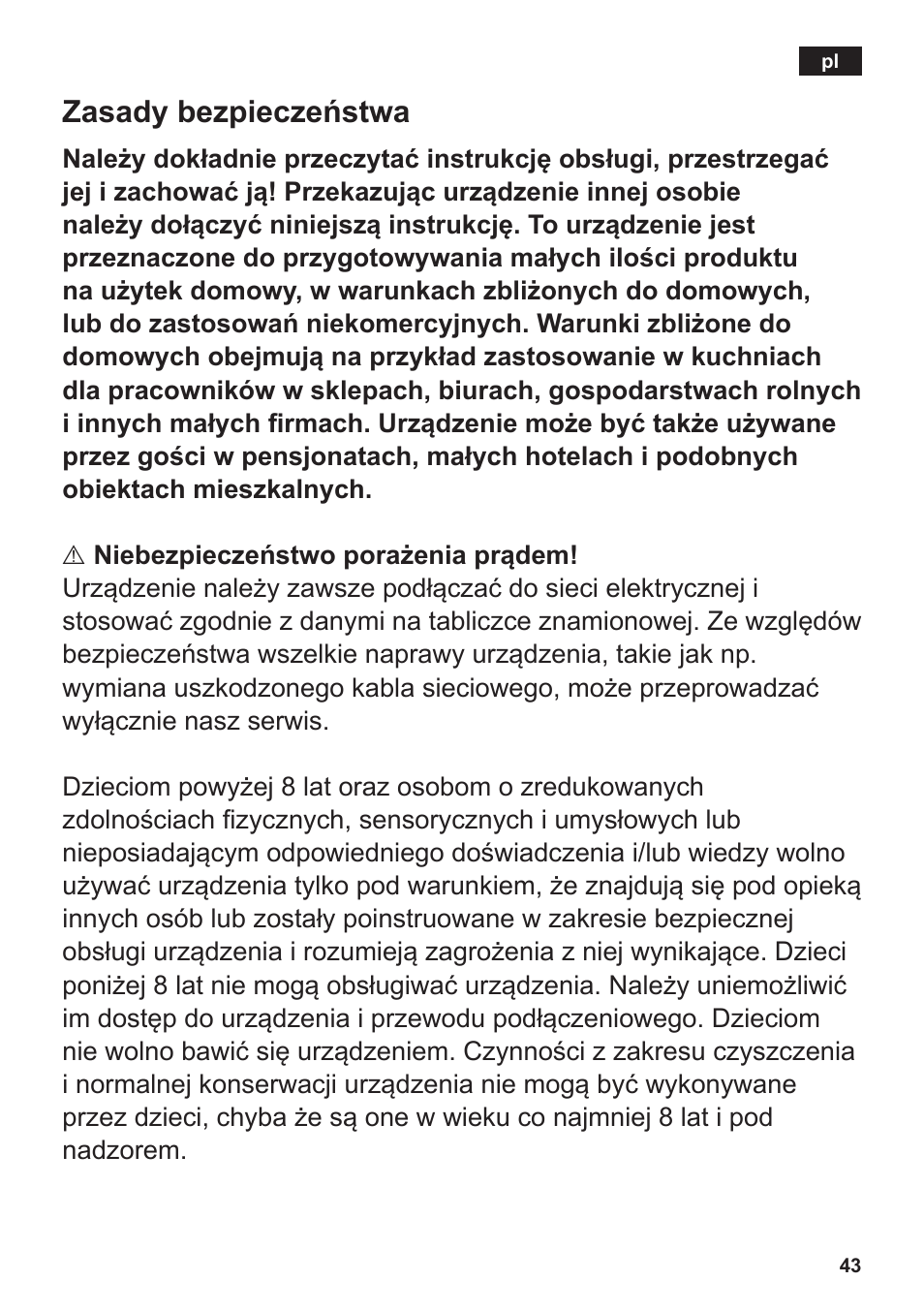 Zasady bezpieczeństwa | Siemens TE502206RW User Manual | Page 47 / 138