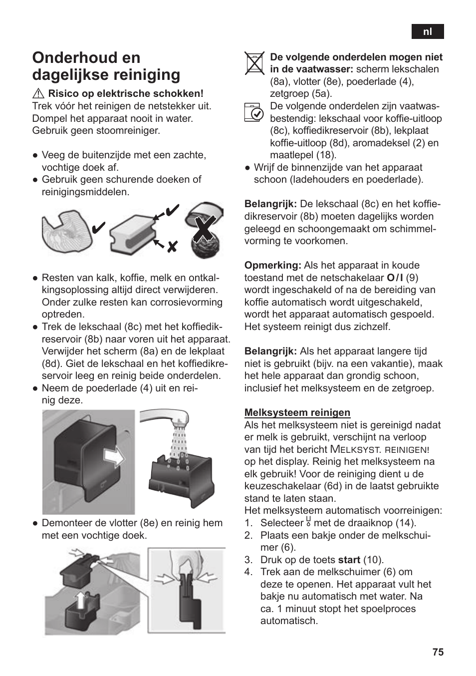 Onderhoud en dagelijkse reiniging | Siemens TE502206RW User Manual | Page 79 / 138