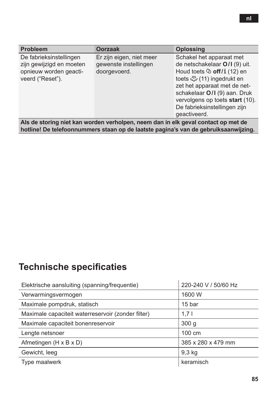 Technische specificaties | Siemens TE502206RW User Manual | Page 89 / 138