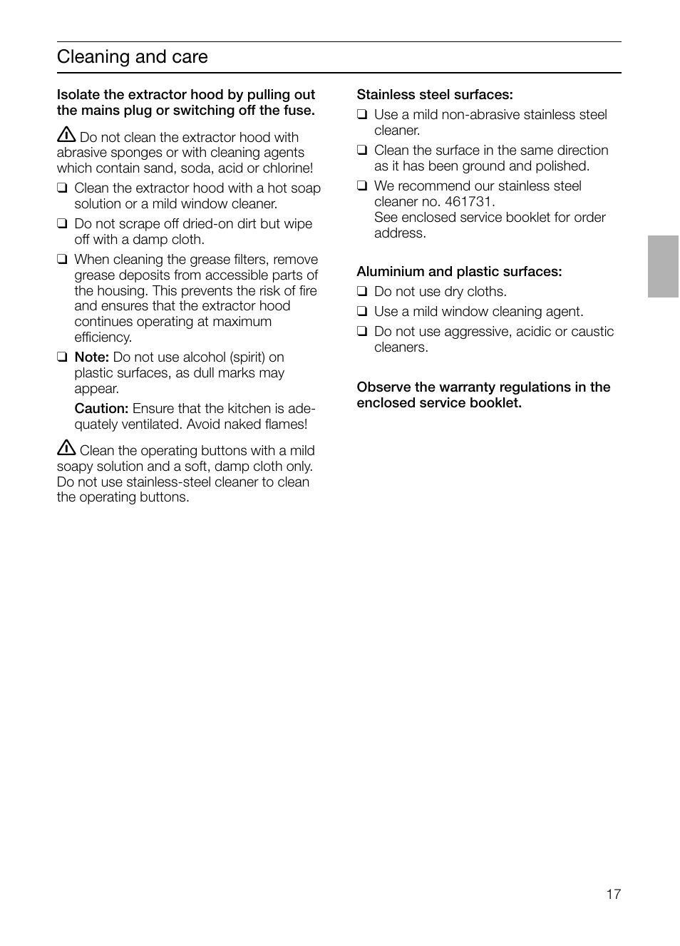 Cleaning and care | Siemens LF457CA60 User Manual | Page 17 / 108