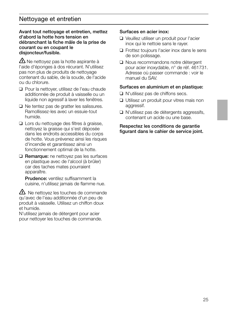 Nettoyage et entretien | Siemens LF457CA60 User Manual | Page 25 / 108