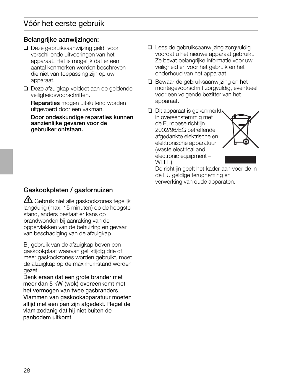 Vóór het eerste gebruik | Siemens LF457CA60 User Manual | Page 28 / 108