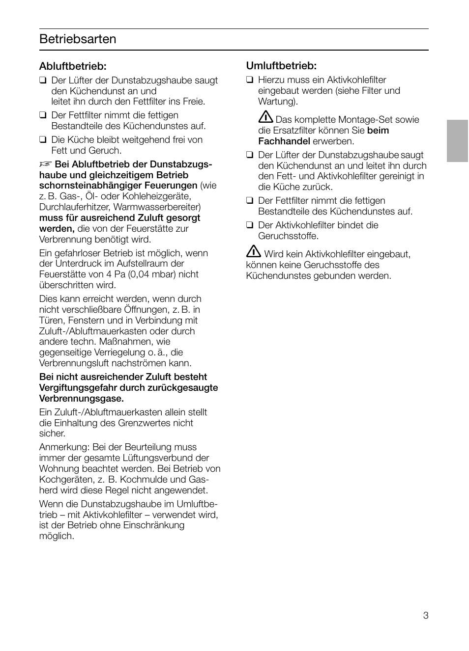 Betriebsarten | Siemens LF457CA60 User Manual | Page 3 / 108