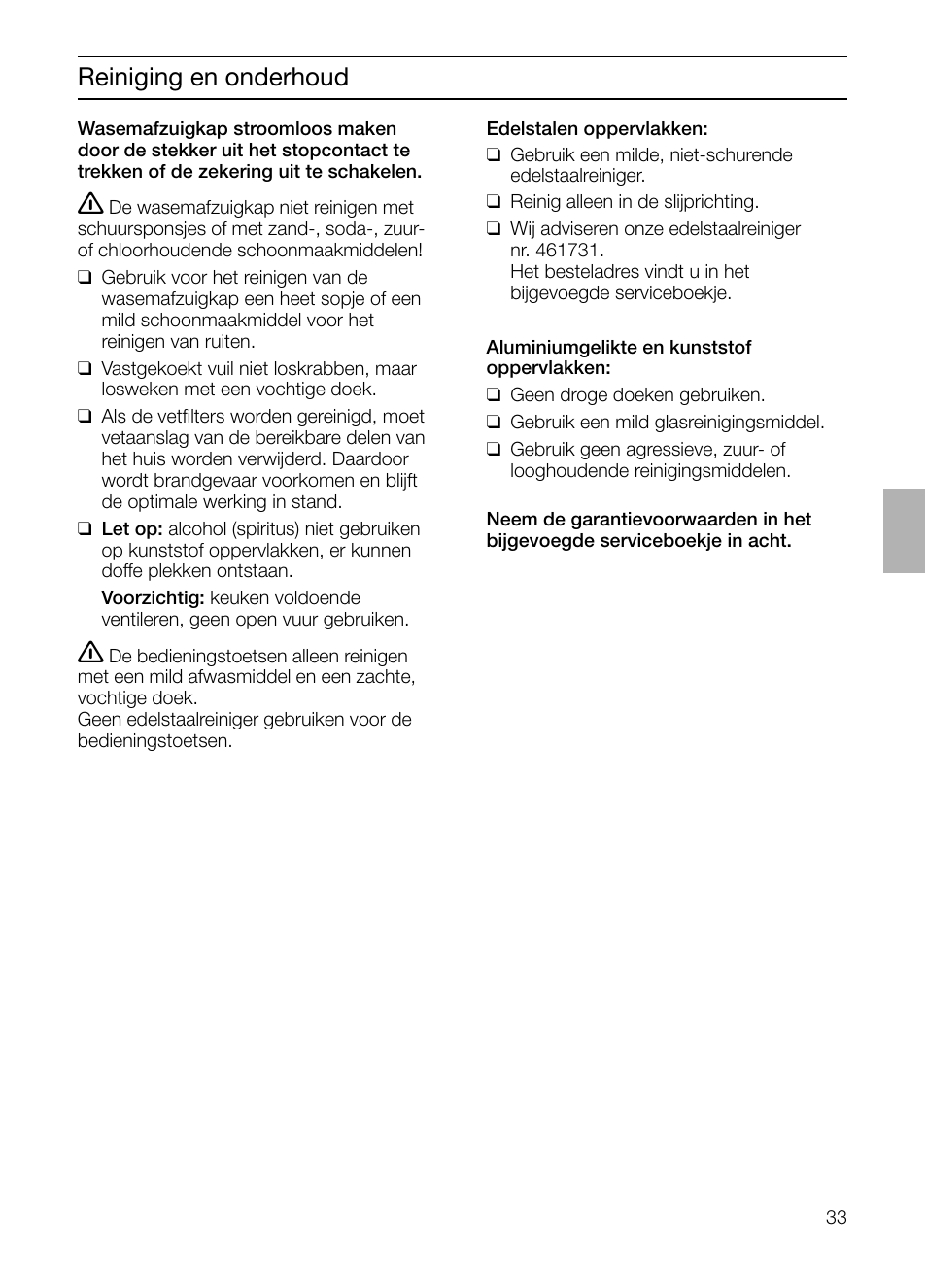 Reiniging en onderhoud | Siemens LF457CA60 User Manual | Page 33 / 108