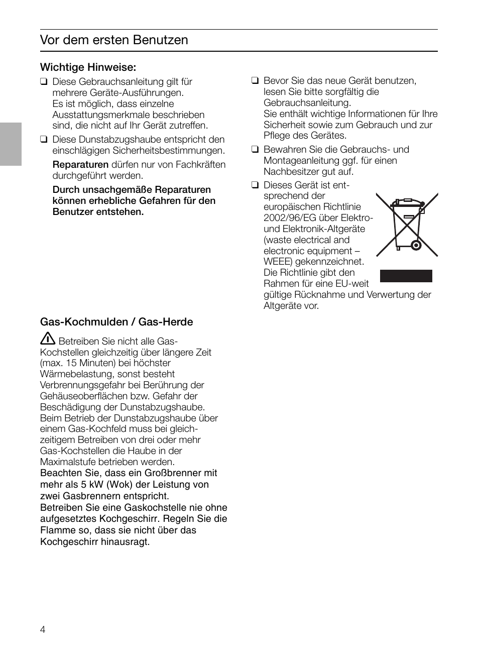 Vor dem ersten benutzen | Siemens LF457CA60 User Manual | Page 4 / 108