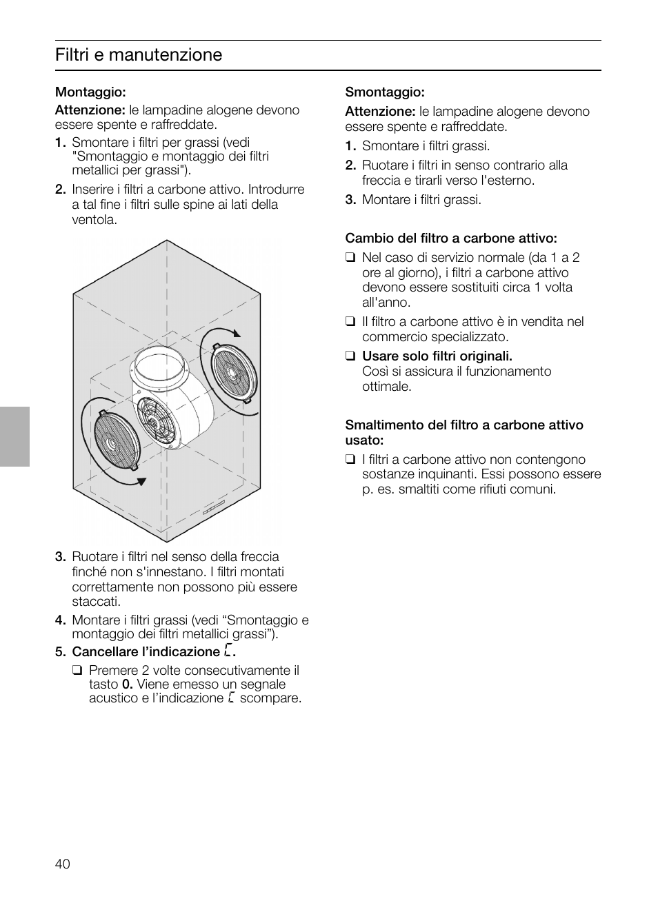 Filtri e manutenzione | Siemens LF457CA60 User Manual | Page 40 / 108