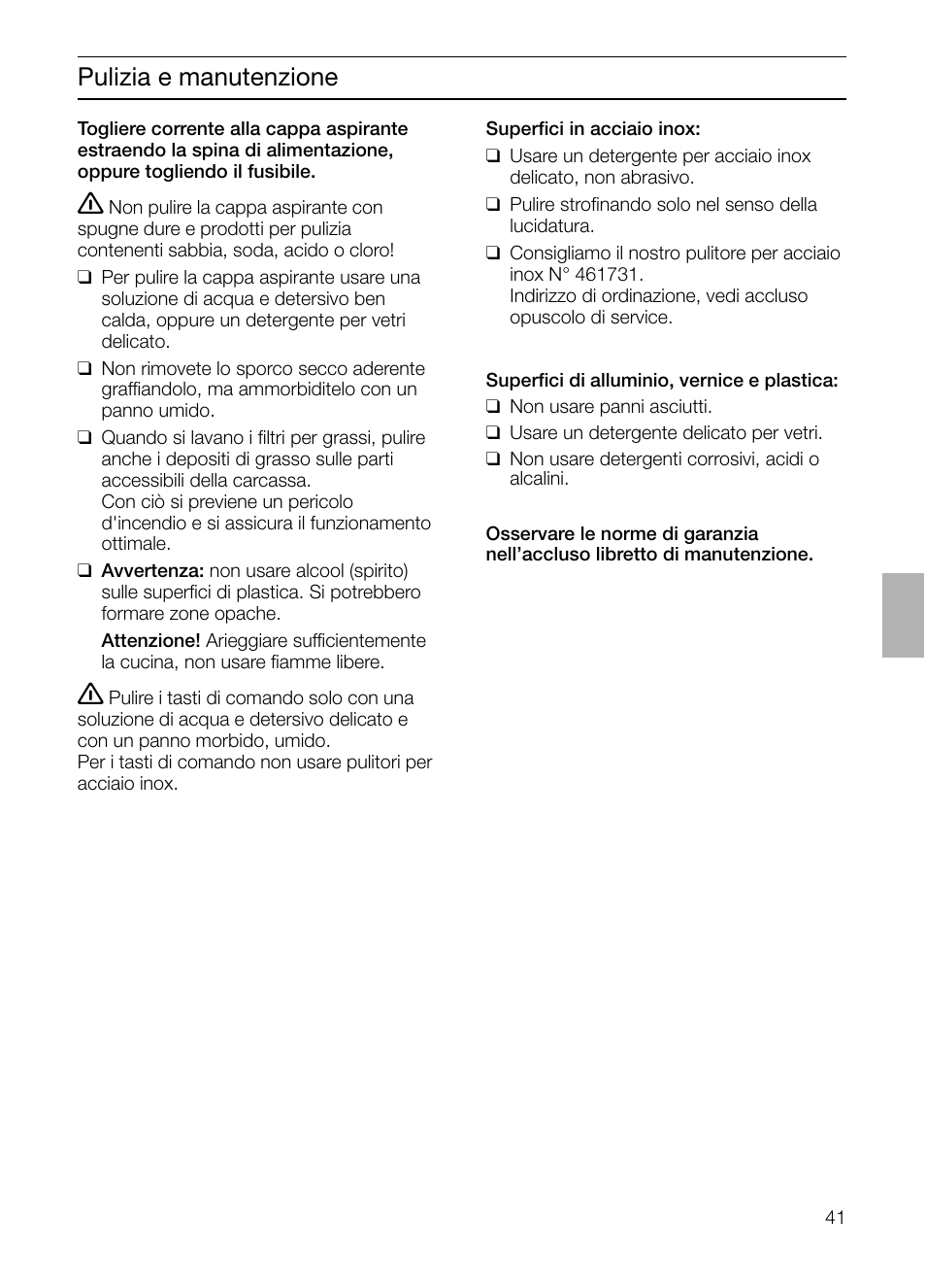 Pulizia e manutenzione | Siemens LF457CA60 User Manual | Page 41 / 108