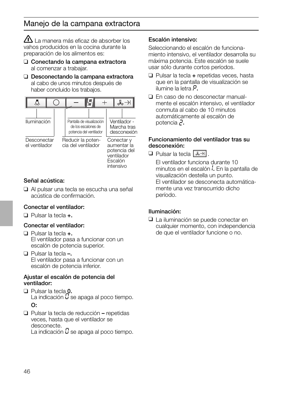 Manejo de la campana extractora | Siemens LF457CA60 User Manual | Page 46 / 108