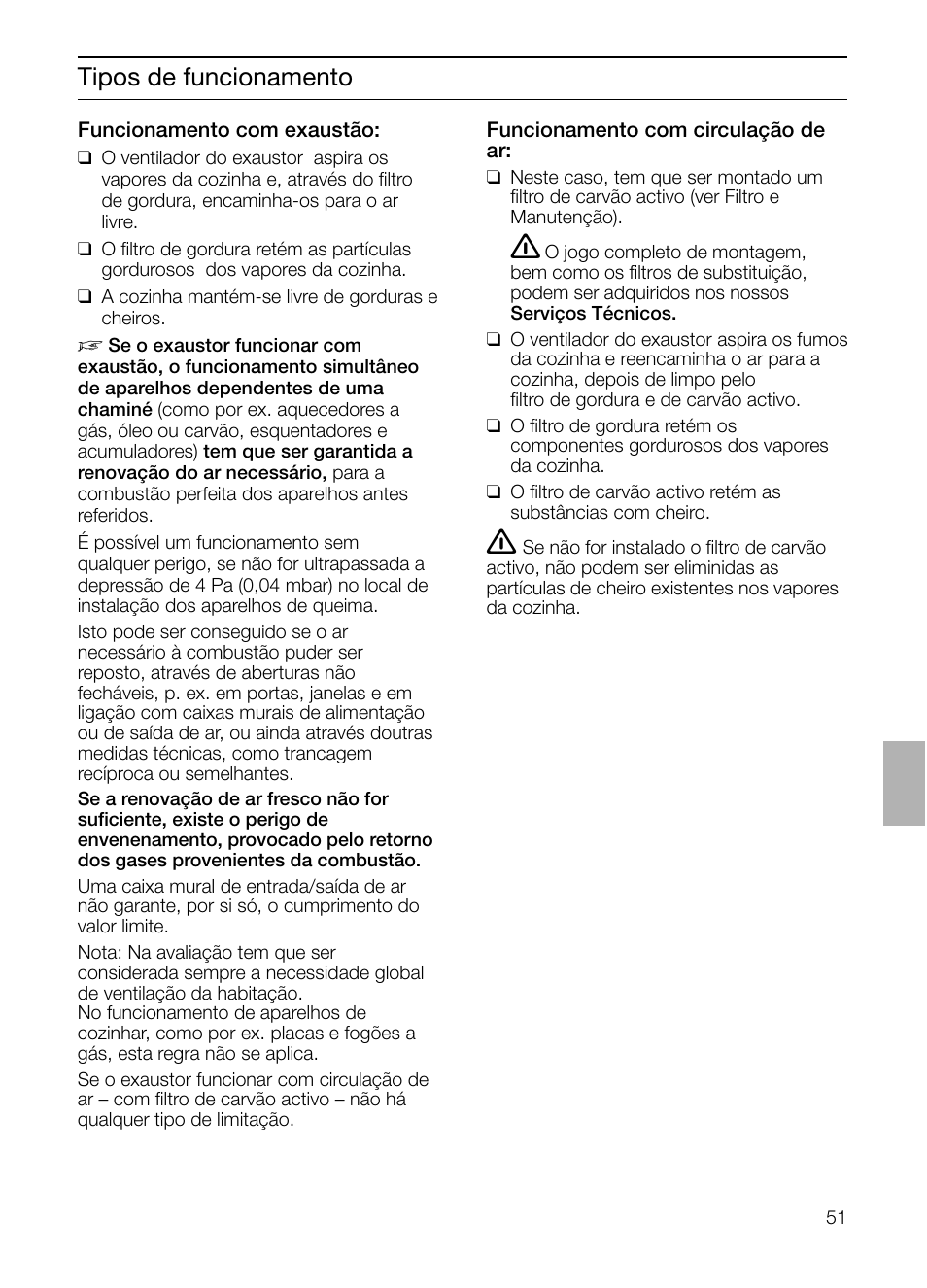 Tipos de funcionamento | Siemens LF457CA60 User Manual | Page 51 / 108