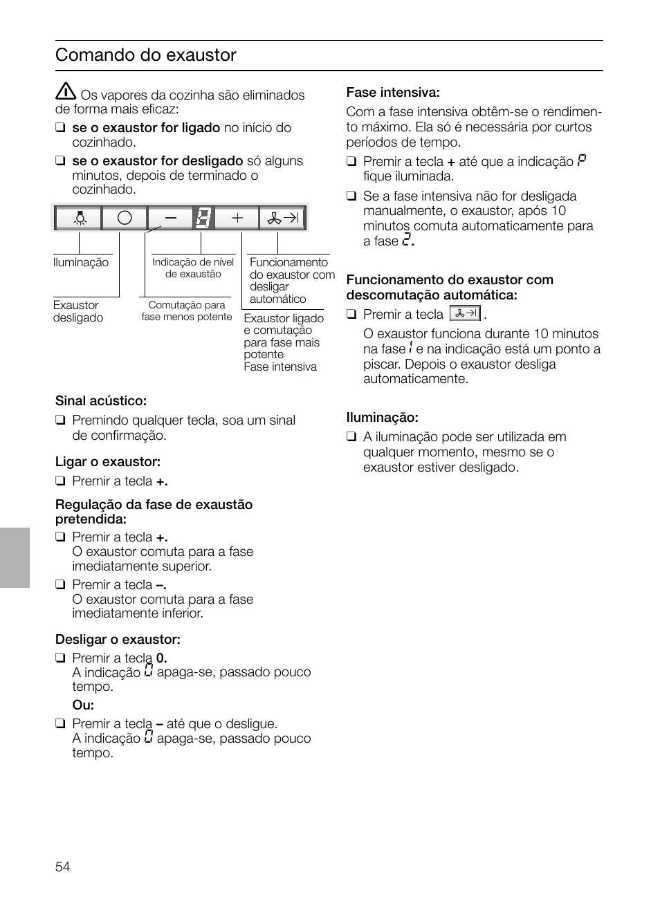 Comando do exaustor | Siemens LF457CA60 User Manual | Page 54 / 108