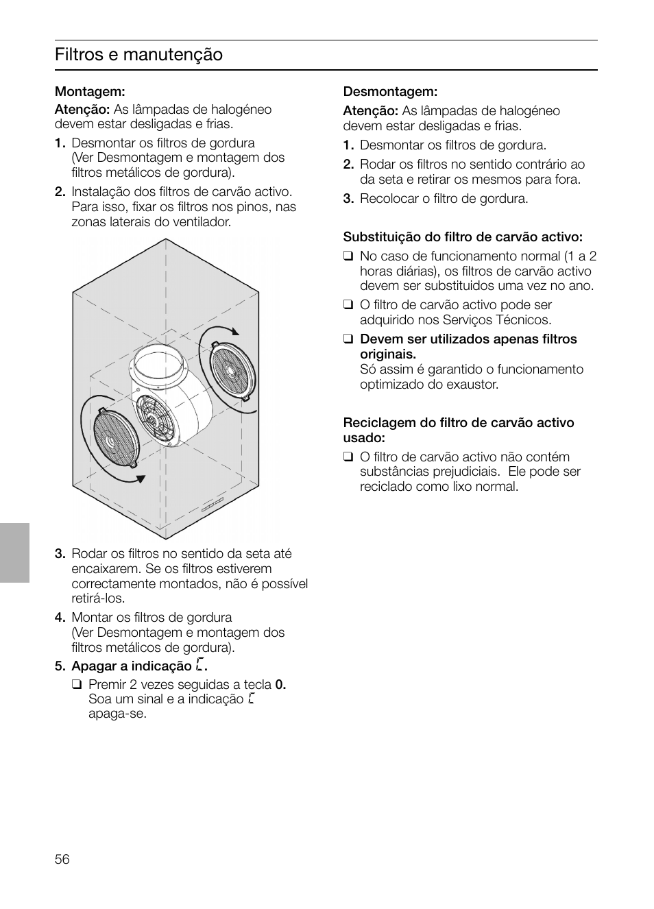 Filtros e manutenção | Siemens LF457CA60 User Manual | Page 56 / 108