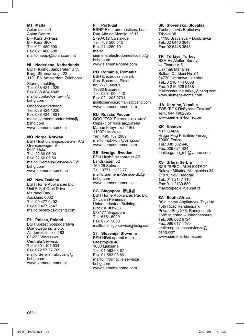 Siemens TC86303 User Manual | Page 105 / 108