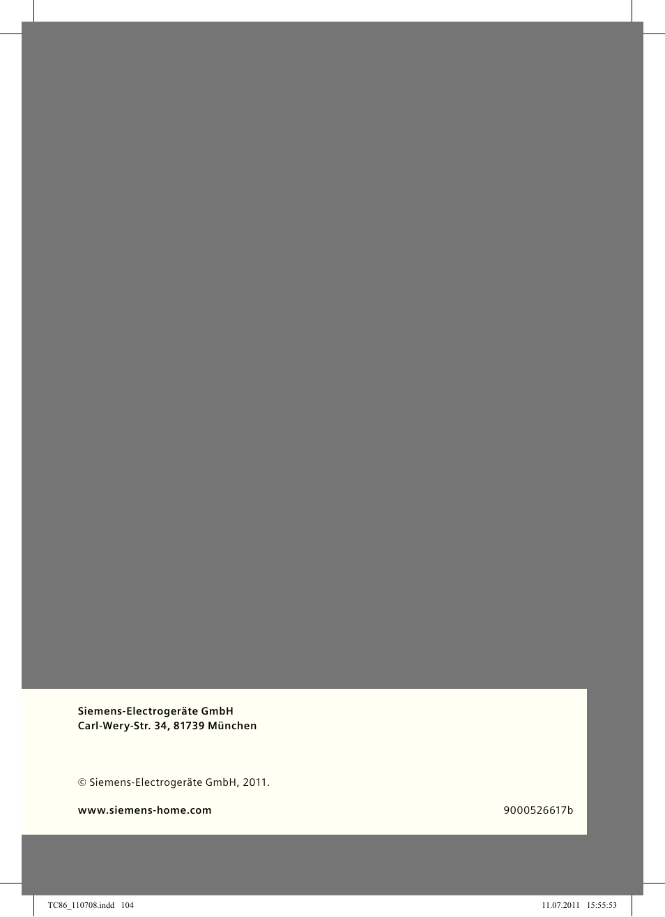Siemens TC86303 User Manual | Page 108 / 108