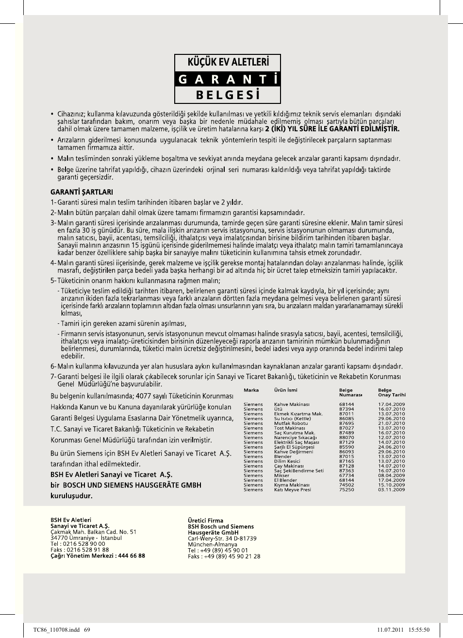 Siemens TC86303 User Manual | Page 73 / 108