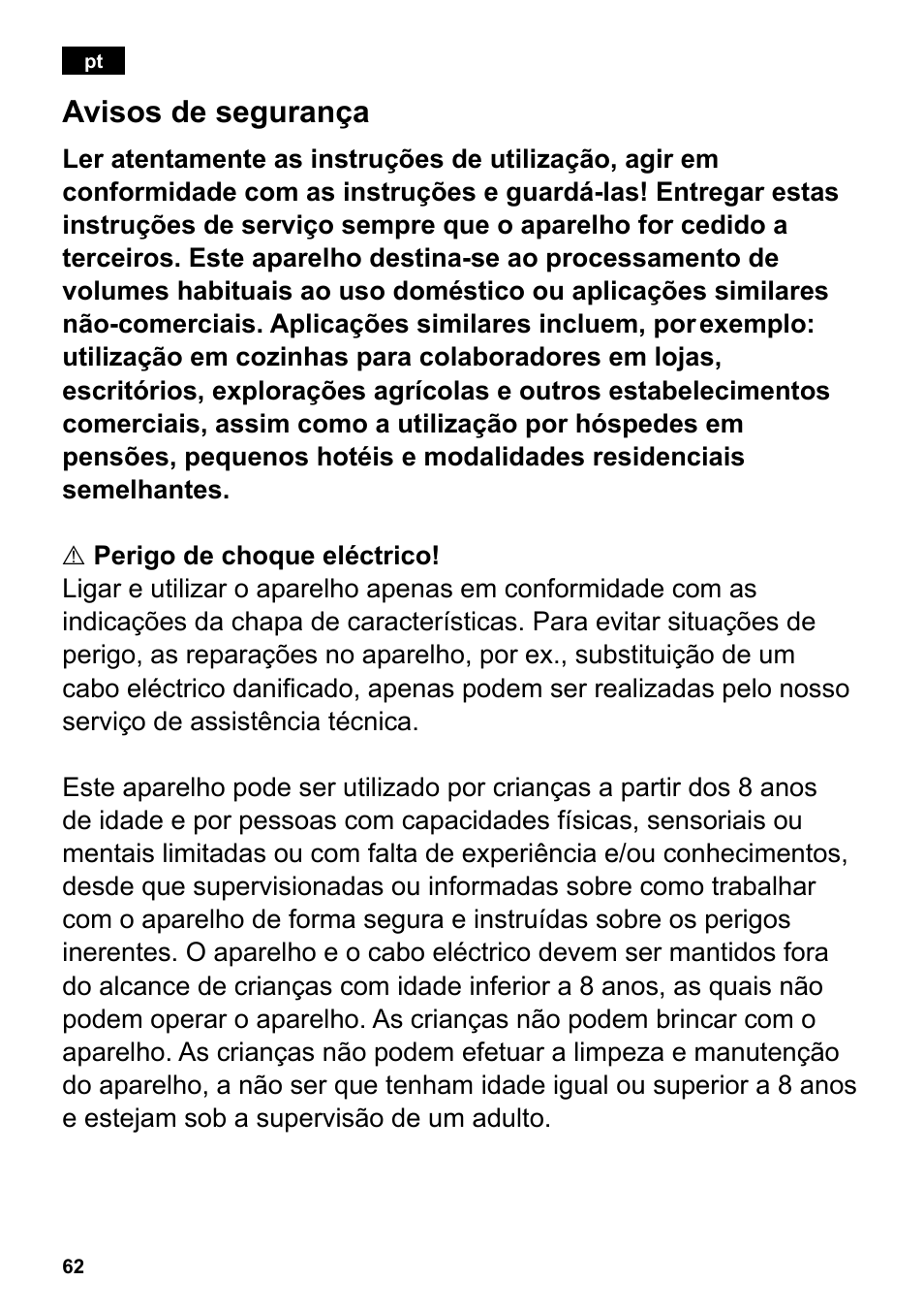 Avisos de segurança | Siemens TC86303 User Manual | Page 66 / 132