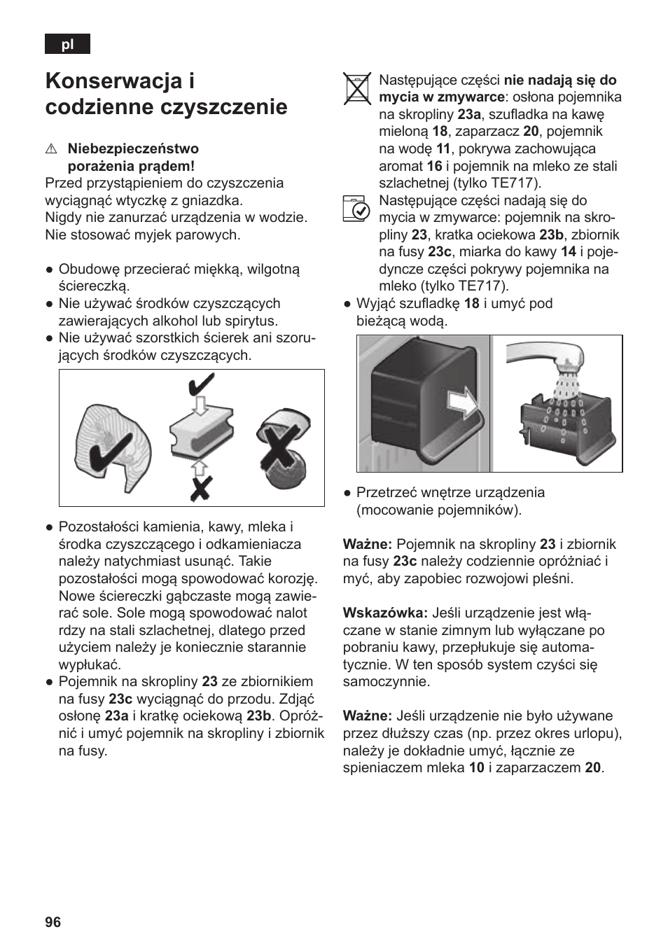 Konserwacja i codzienne czyszczenie | Siemens TE717209RW User Manual | Page 100 / 172