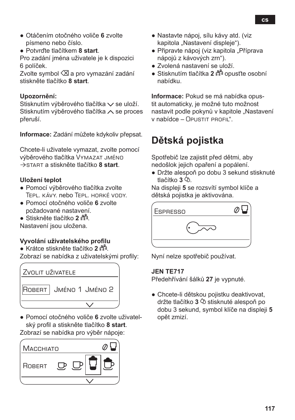 А б е ж, Dětská pojistka | Siemens TE717209RW User Manual | Page 121 / 172