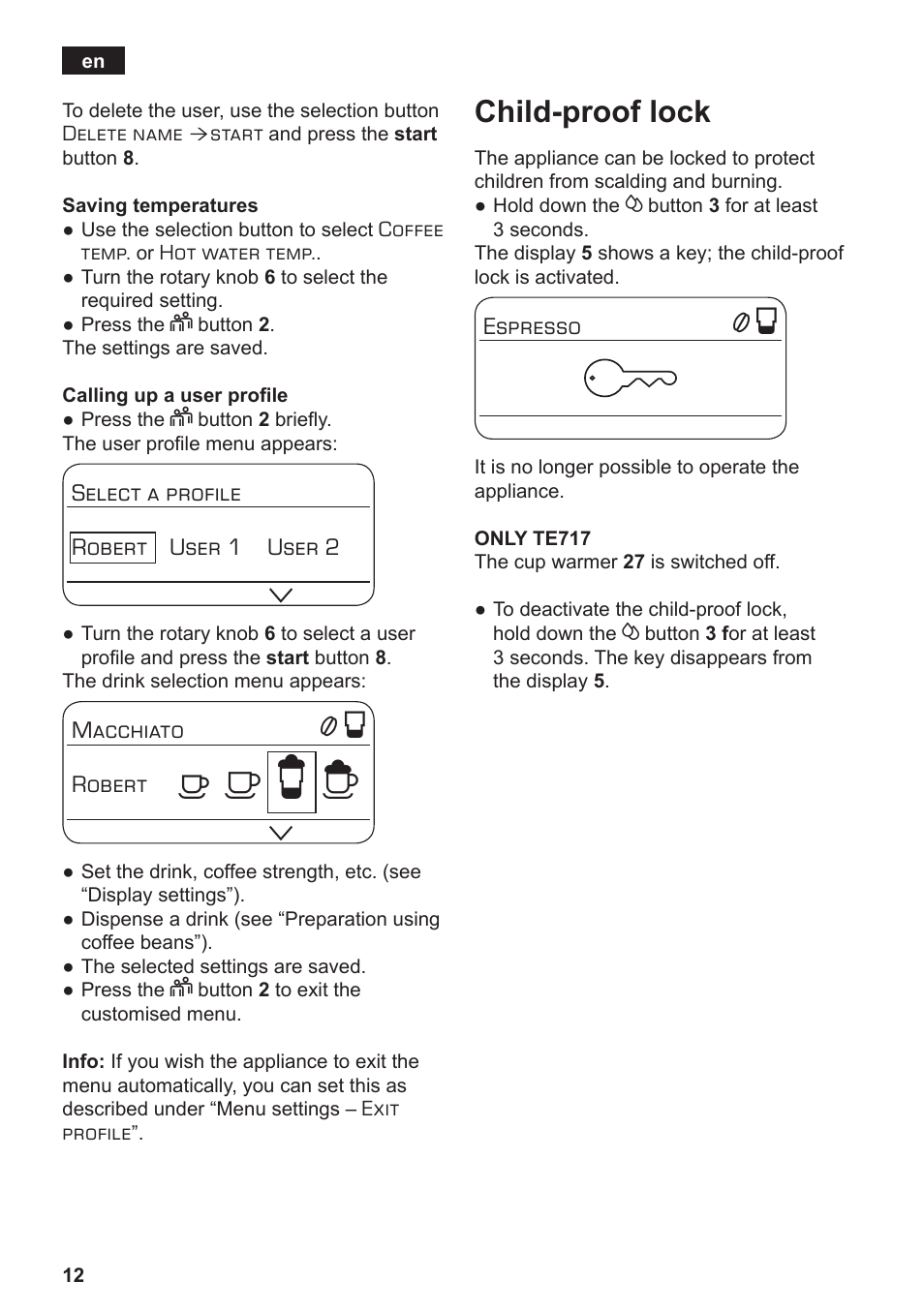 А б е ж, Child-proof lock | Siemens TE717209RW User Manual | Page 16 / 172