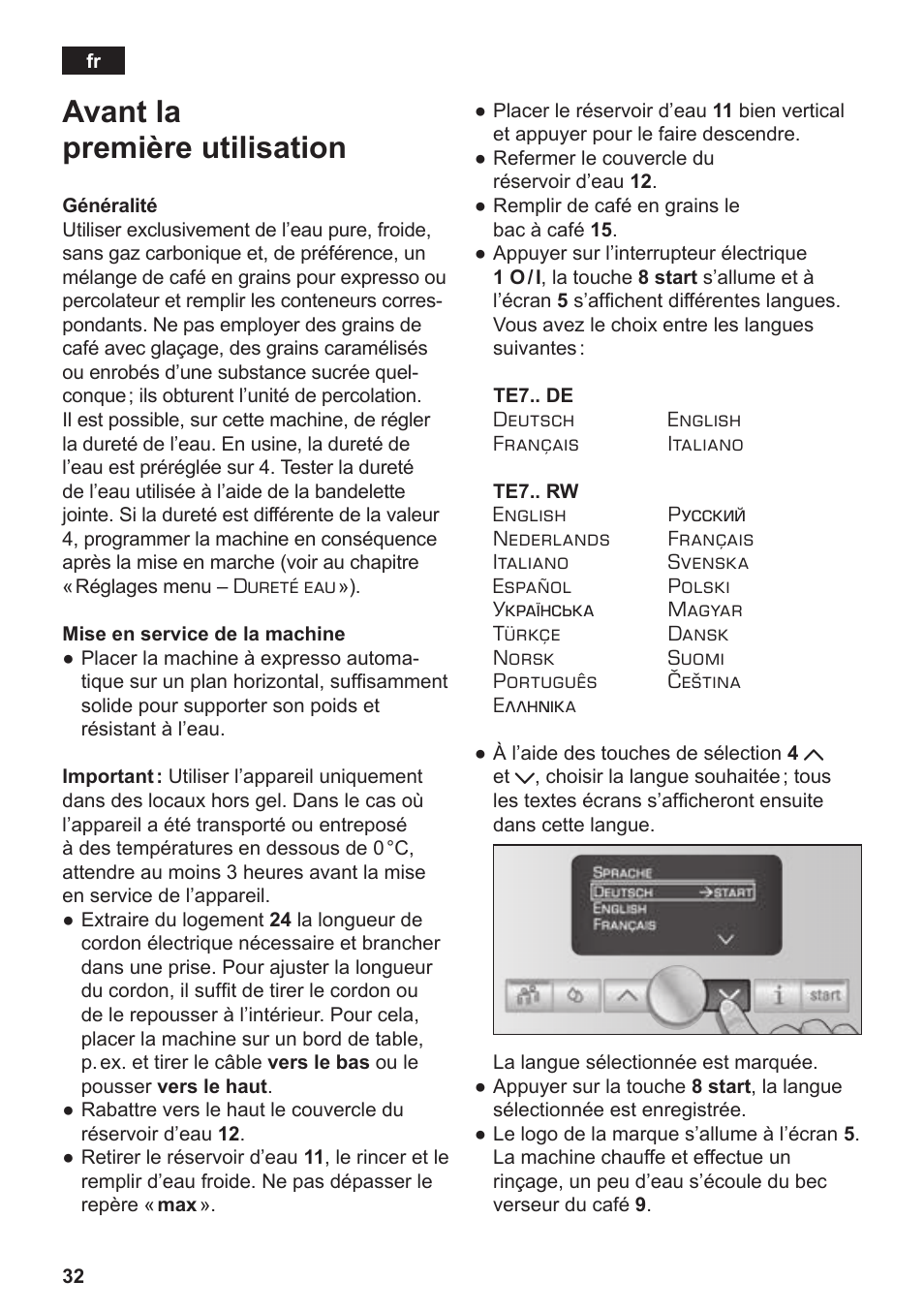 Avant la première utilisation | Siemens TE717209RW User Manual | Page 36 / 172