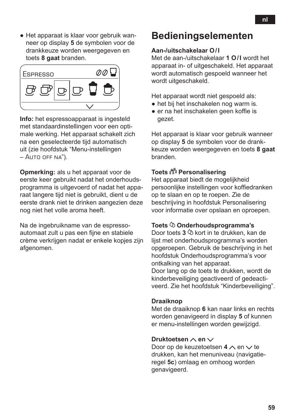 Bedieningselementen | Siemens TE717209RW User Manual | Page 63 / 172