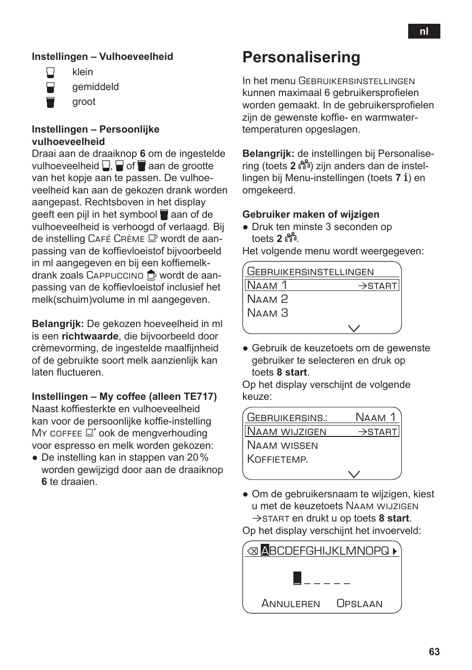 Personalisering | Siemens TE717209RW User Manual | Page 67 / 172