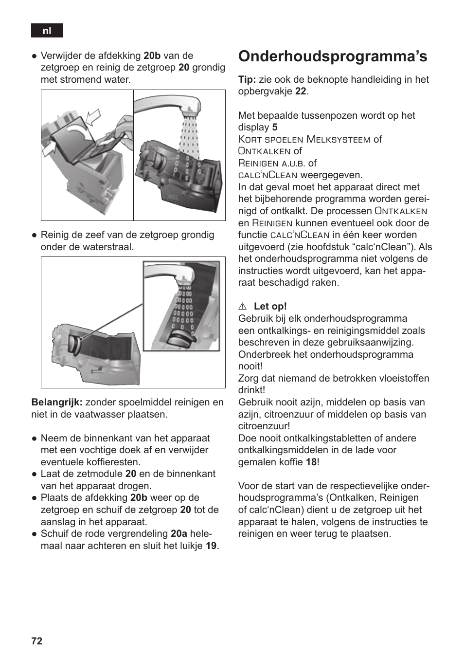 Onderhoudsprogramma’s | Siemens TE717209RW User Manual | Page 76 / 172