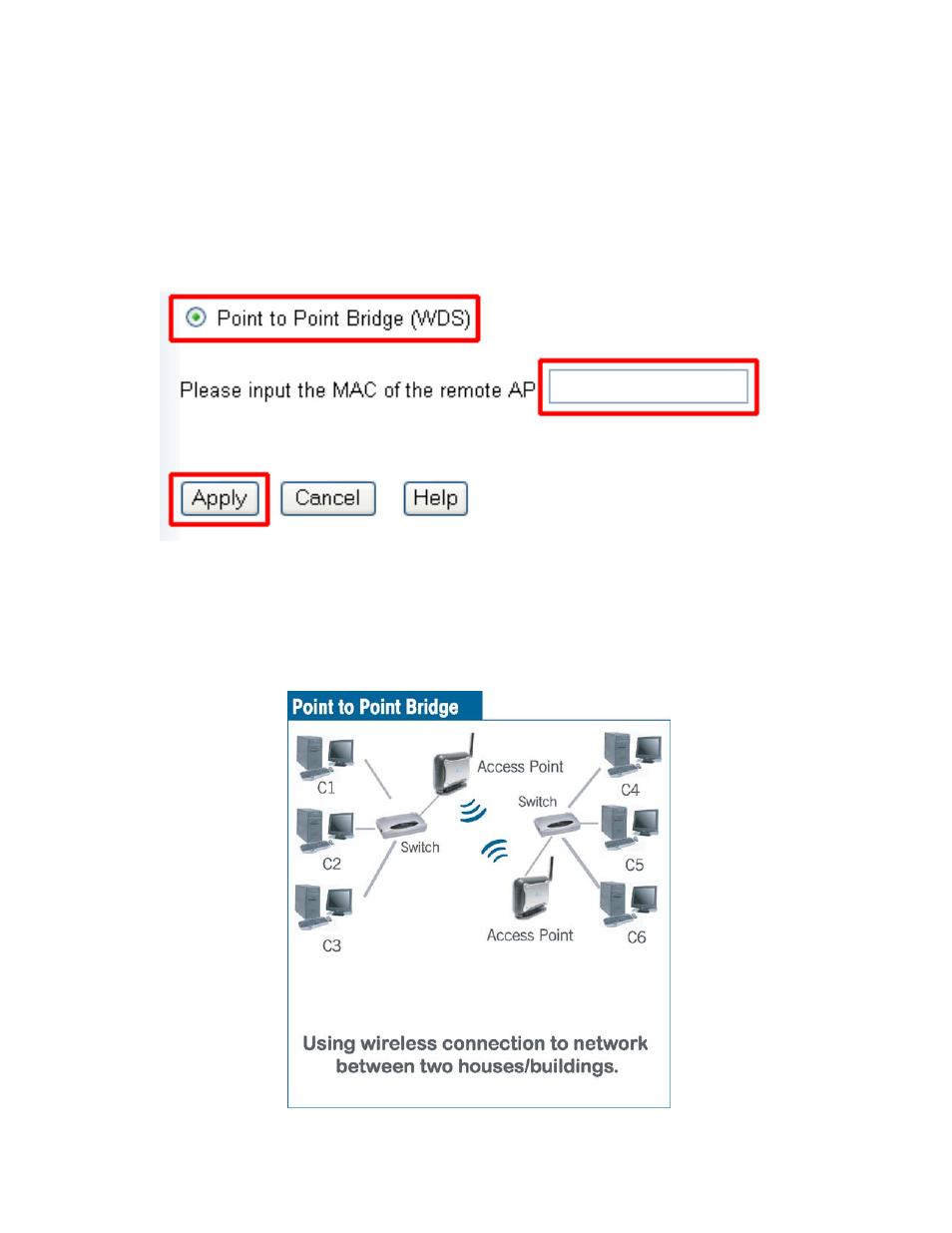 Point to point bridge (wds) | Airlink101 AP421W User Manual | Page 14 / 17