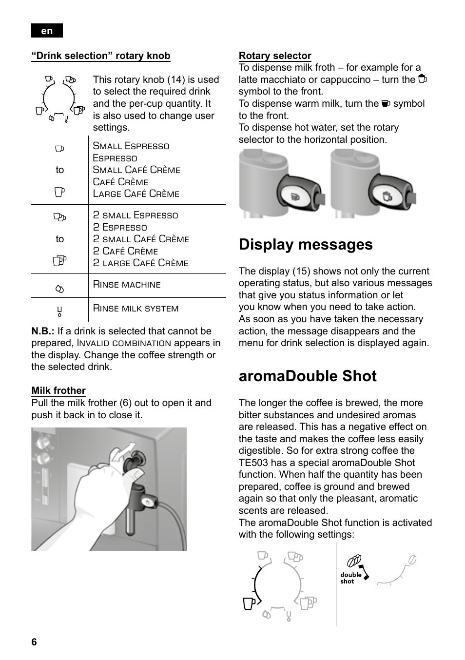 Display messages, Aromadouble shot | Siemens TE503209RW User Manual | Page 10 / 138