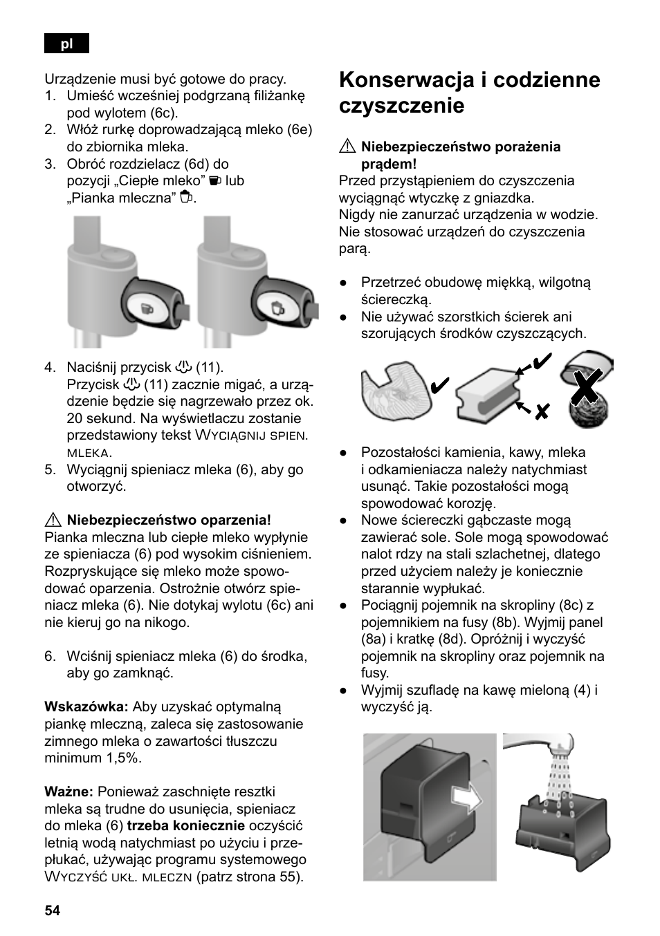 Konserwacja i codzienne czyszczenie | Siemens TE503209RW User Manual | Page 58 / 138