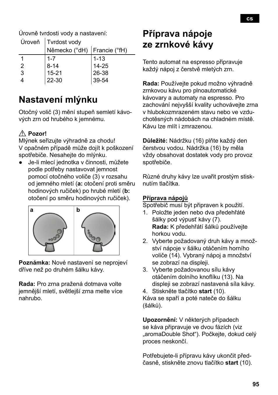 Nastavení mlýnku, Příprava nápoje ze zrnkové kávy | Siemens TE503209RW User Manual | Page 99 / 138