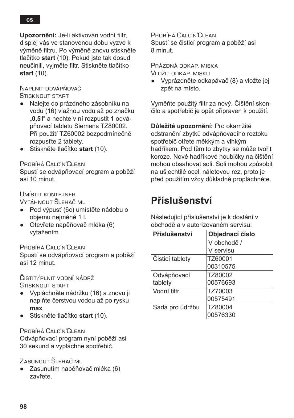 Příslušenství | Siemens TE502206RW User Manual | Page 102 / 134