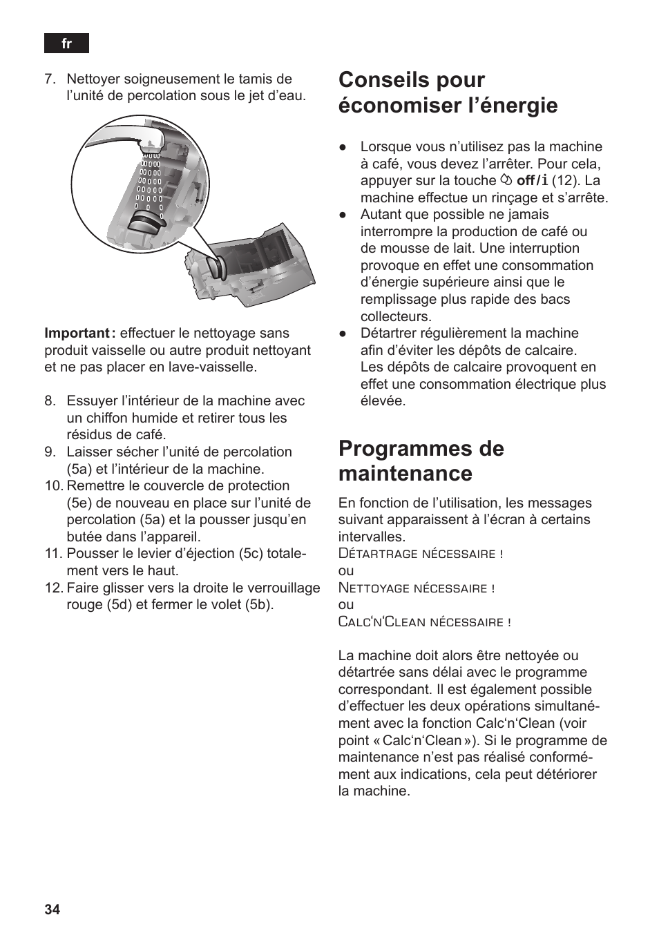 Conseils pour économiser l’énergie, Programmes de maintenance | Siemens TE502206RW User Manual | Page 38 / 134