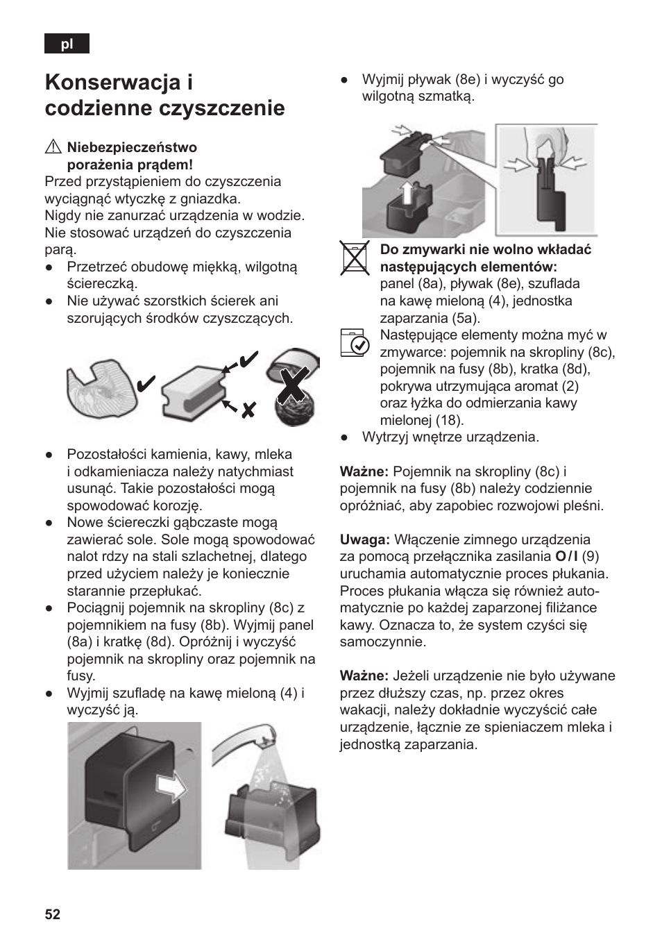 Konserwacja i codzienne czyszczenie | Siemens TE502206RW User Manual | Page 56 / 134