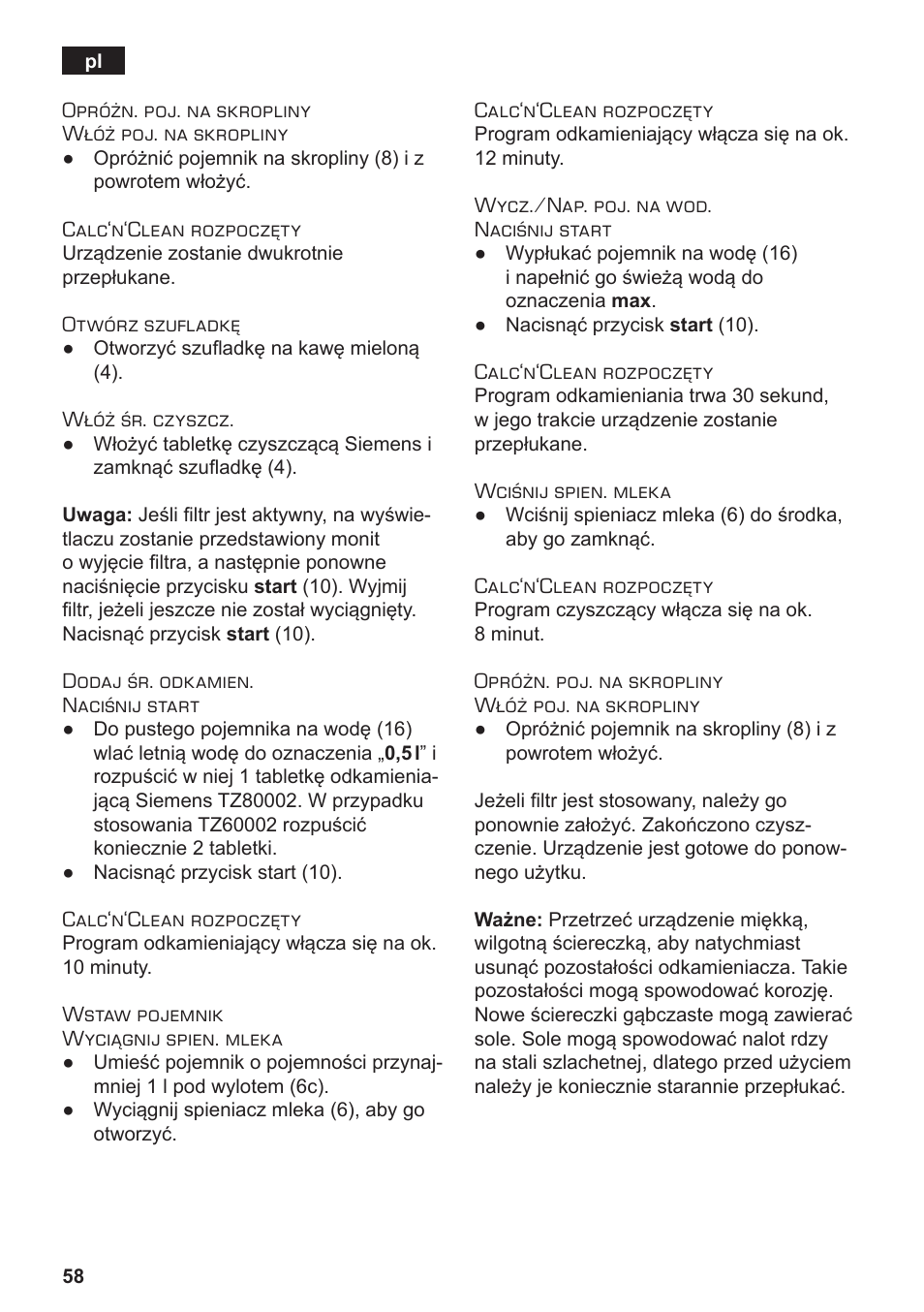 Siemens TE502206RW User Manual | Page 62 / 134