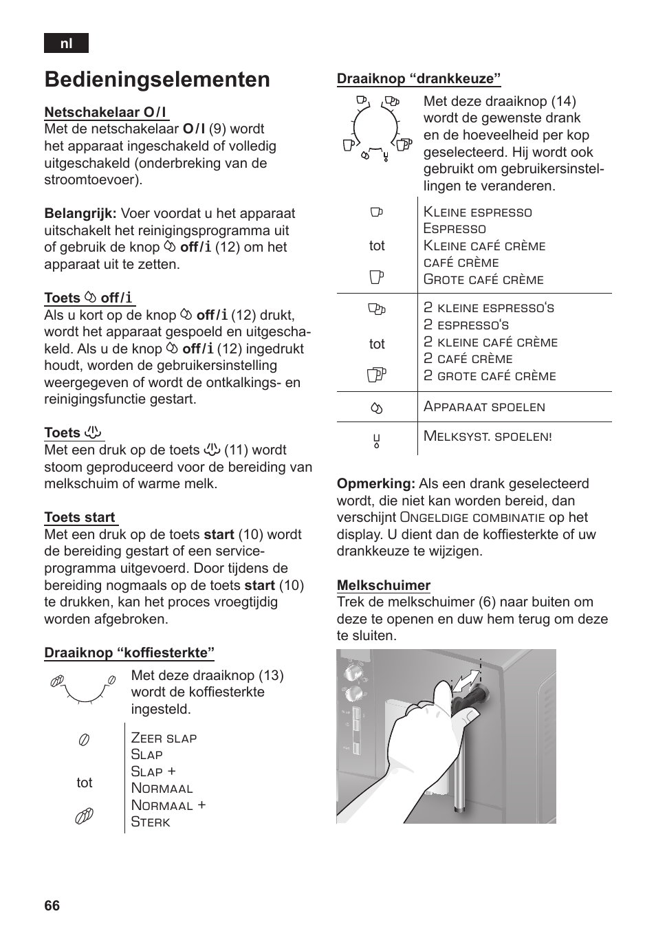 Bedieningselementen | Siemens TE502206RW User Manual | Page 70 / 134