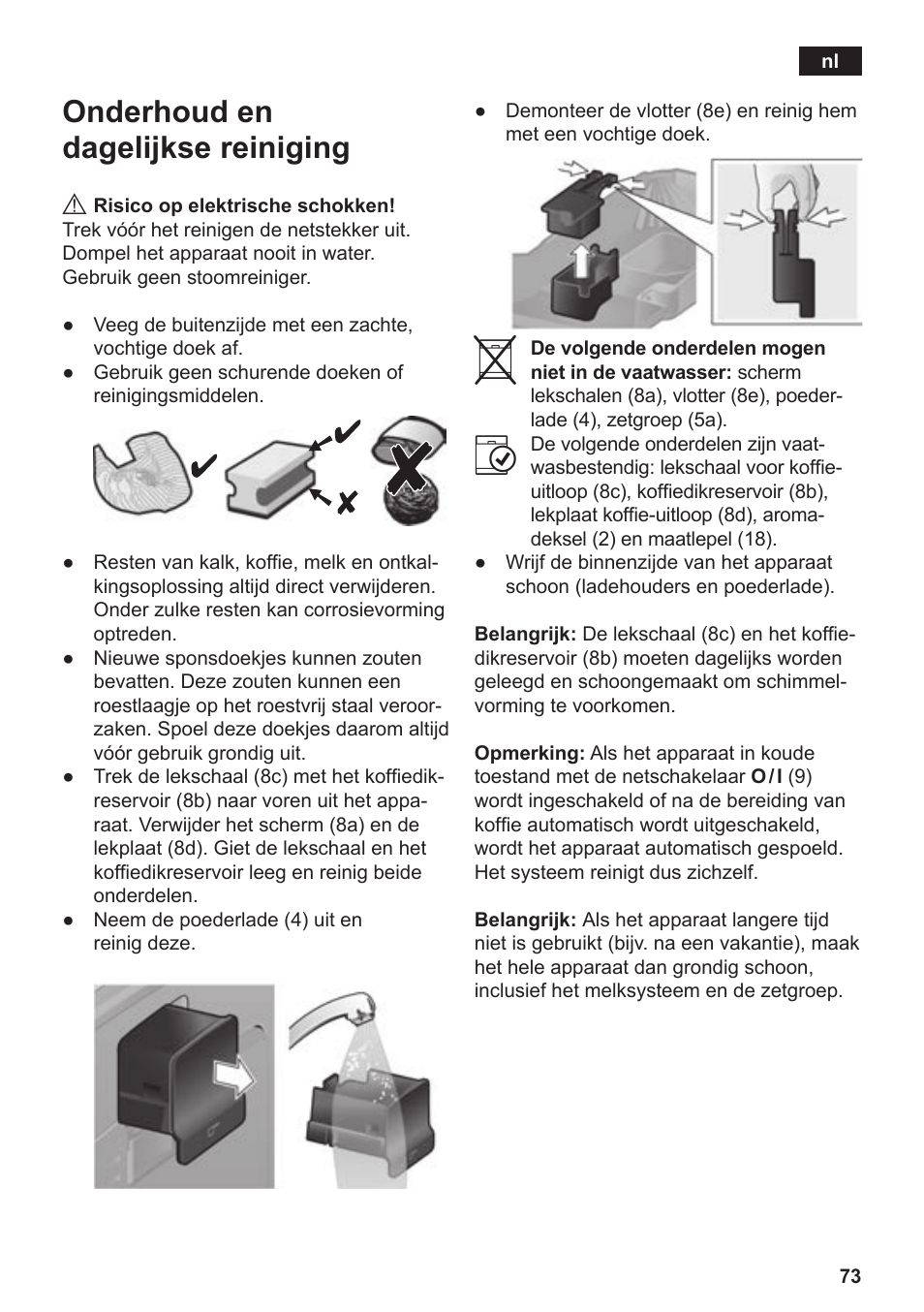 Onderhoud en dagelijkse reiniging | Siemens TE502206RW User Manual | Page 77 / 134